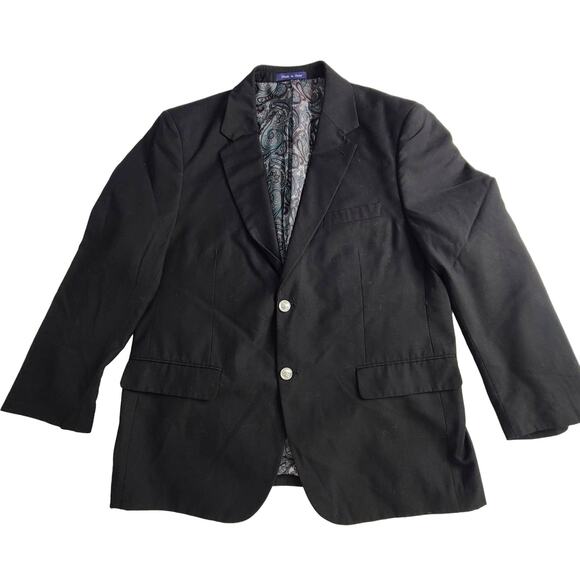 Alan Flusser Polyester Black Suit Jacket Sport Coat Men's 42S Preppy 2400 - Picture 1 of 13